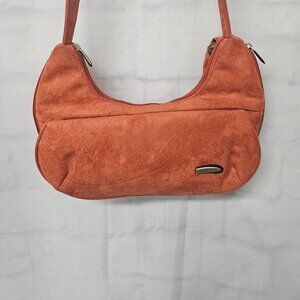 Vintage Travelon Hobo Bag Microsuede Orange Travel Boho Crossbody Expandable